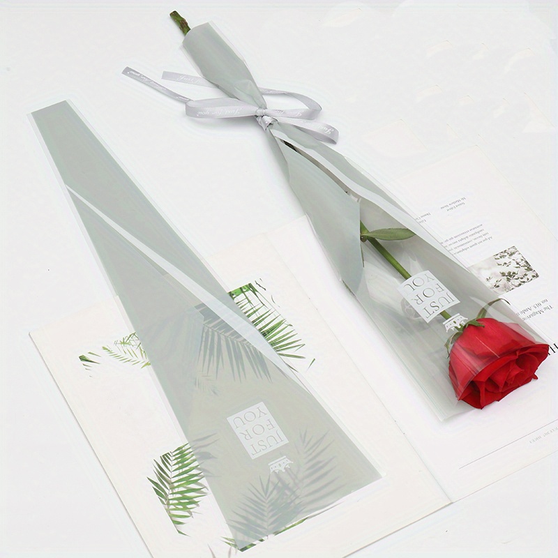 50Pcs Single Rose Plastic Packaging Bags Flower sleeves