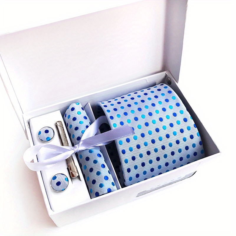 Men's Polka Dot Formal Tie Set with Accessories