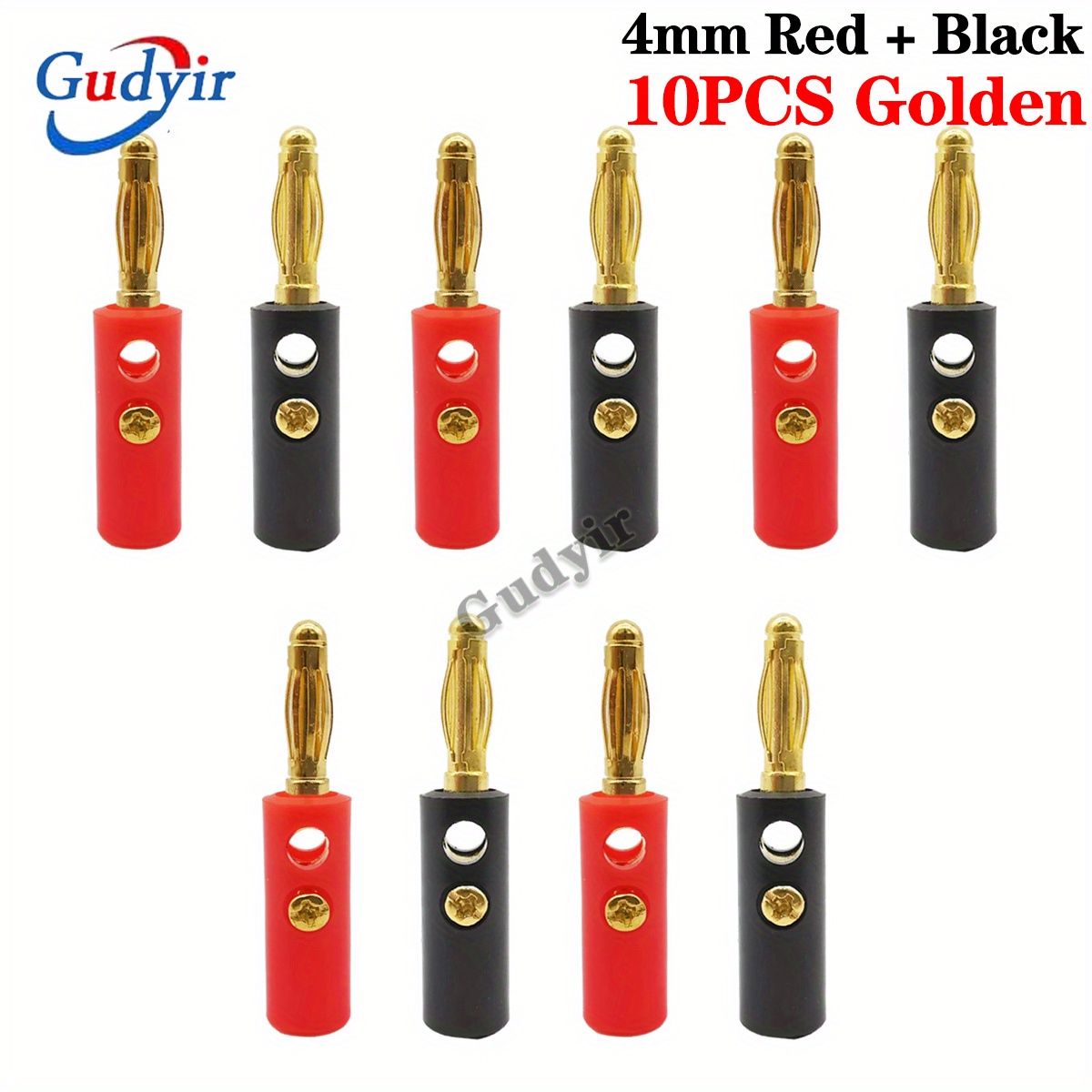 10pcs 4mm Banana Plug Male Audio Speaker Jacks 5 Pairs Red Black