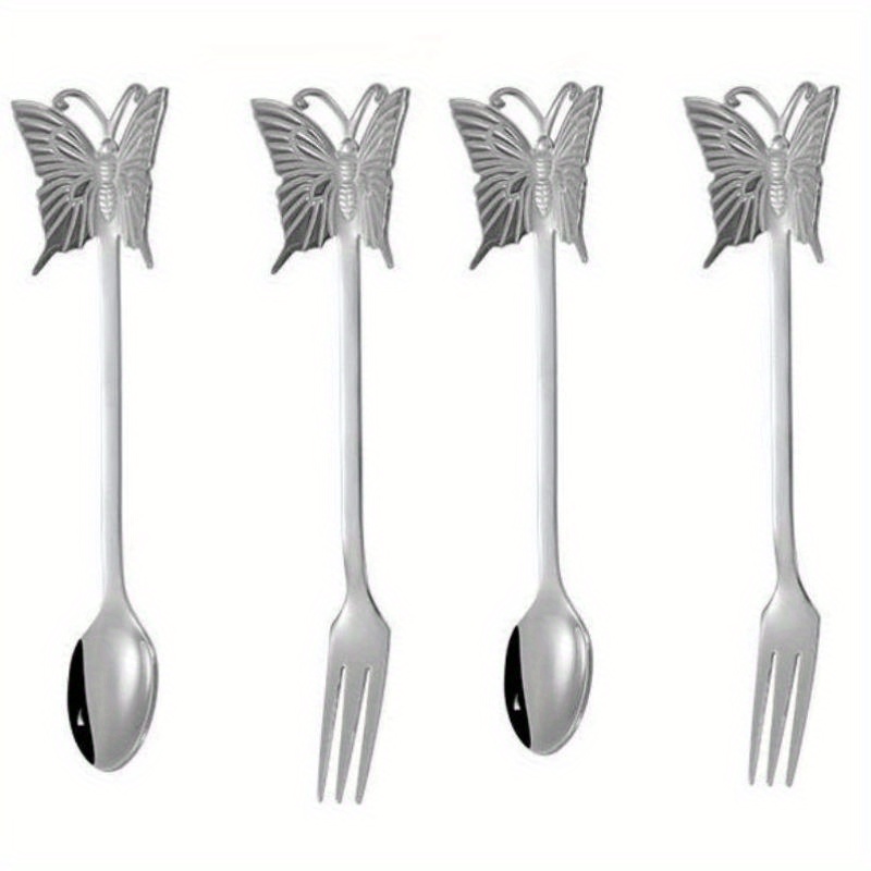 304 Stainless Steel Butterfly Spoon Fork Coffee Mixing Spoon - Temu