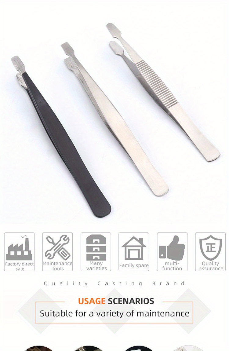 Stainless Steel Straight Tweezers With Reverse Wooden Handle - Temu