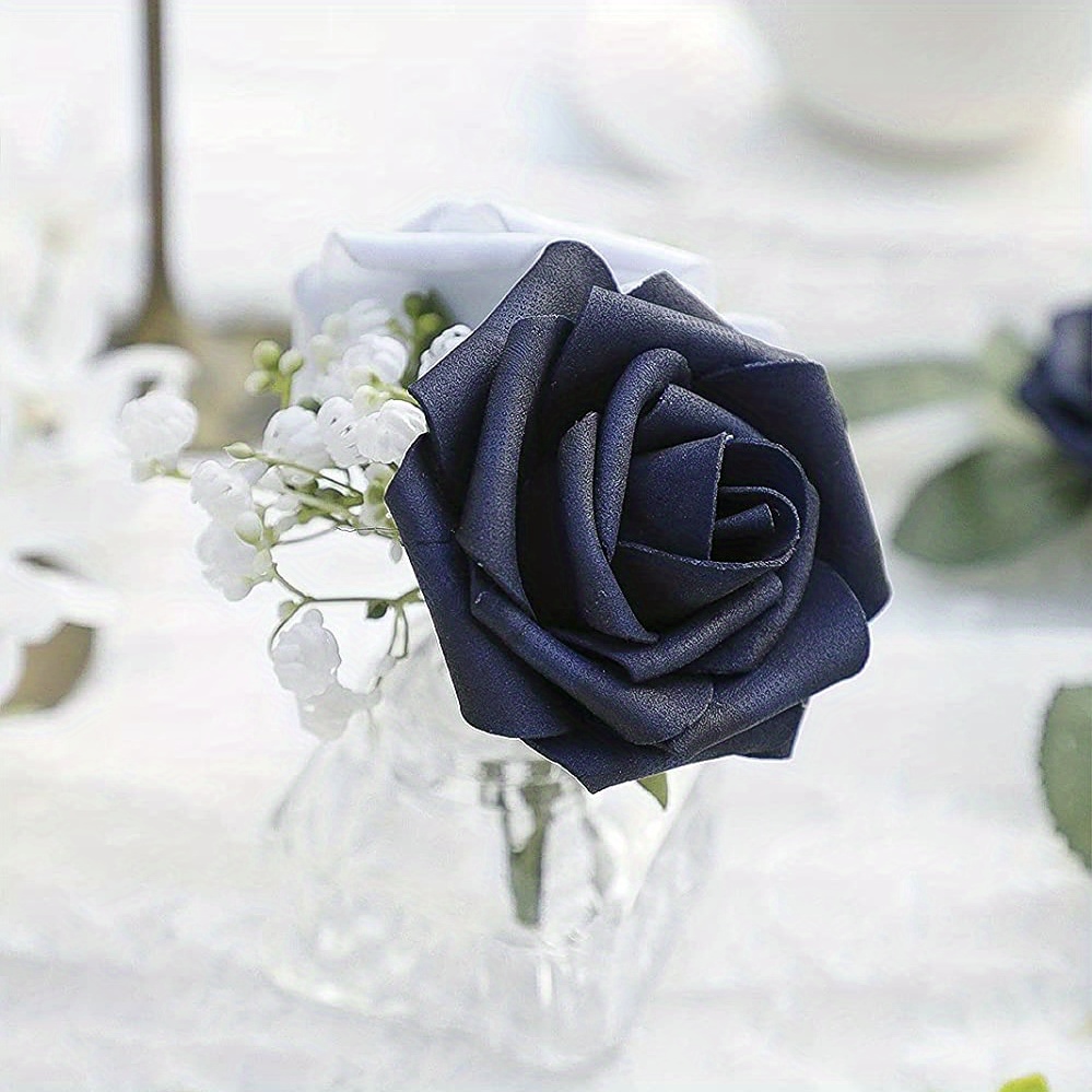 Artificial Roses Flowers Navy Blue Roses Diy Wedding Temu