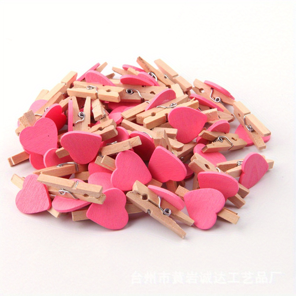 50pcs/lot 3cm Wood Pegs Cute Wooden Love Hearts Clips DIY Photo