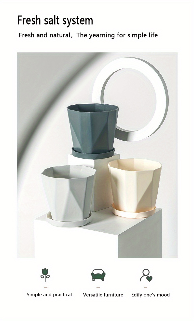 Ceramic Planter Plastic Planter Geometric Succulent Plant Temu