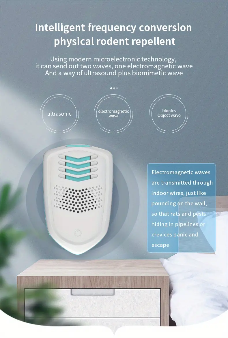 1pc home ultrasonic pest repeller plug in use indoor electric heating mosquito repellent incense three modes adjustable with night light household rat repellent pest control for flies cockroaches ants bees household gadgets details 2