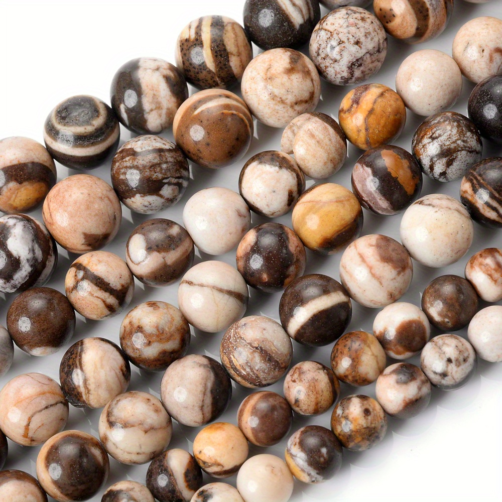 TEMU Perles d'espacement rondes en de zèbre australienne naturelle pour la fabrication de bijoux, accessoires de bricolage pour pendentifs et