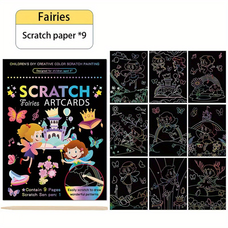 10/20/40Pcs Magic Scratch Art Doodle Pad Sand Painting Cards Early  Educational Learning Creative Drawing