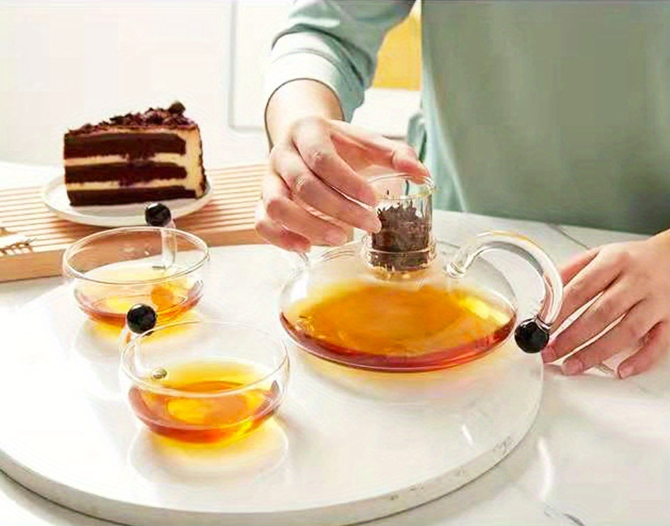 1pc teapot borosilicate glass gift set removable loose tea infuser tea kettle strainer tea maker coffee cup coffee servers details 14