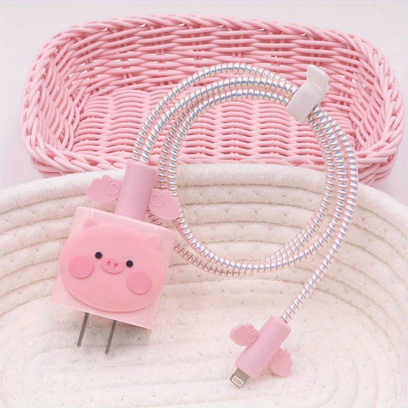 Pink Pig Charger Case for Apple 18W 20W Charger Protector Cable