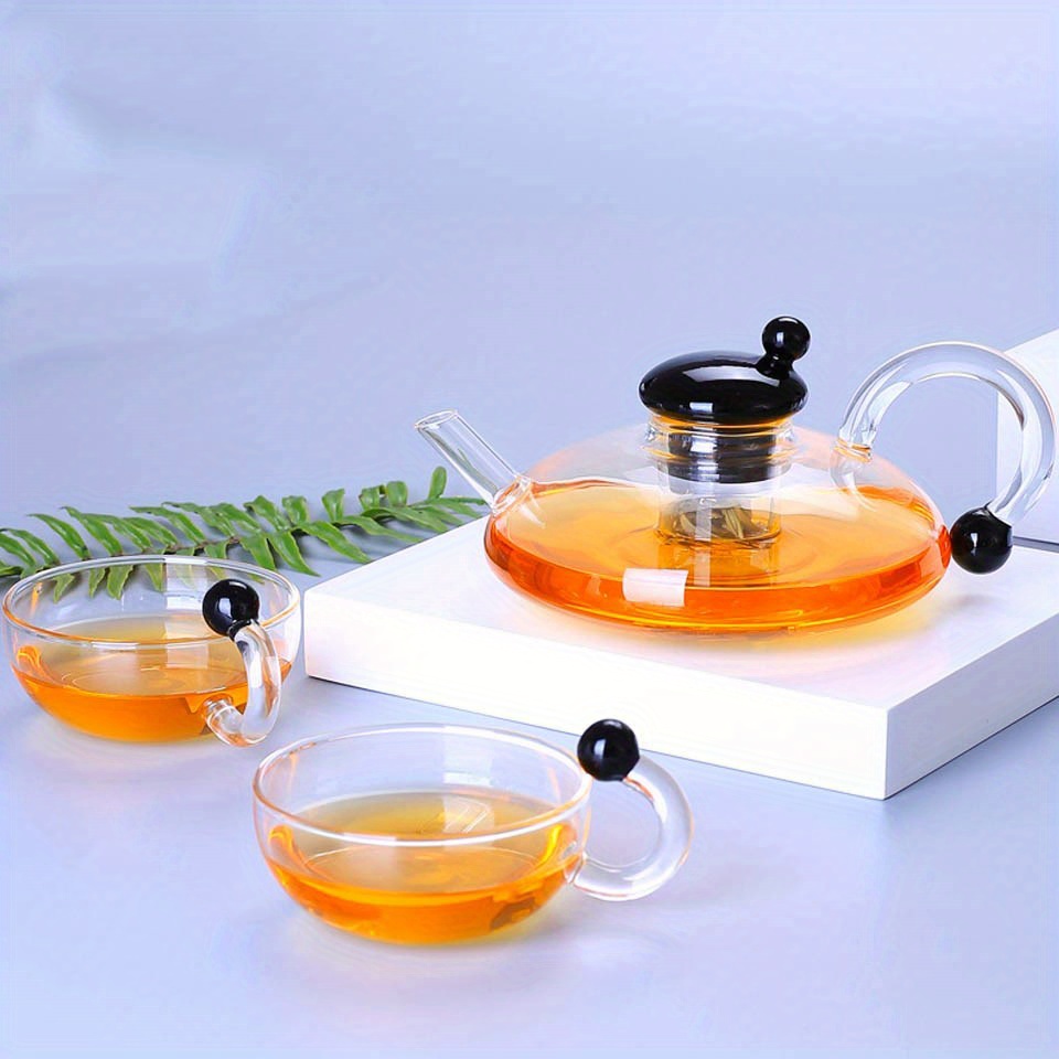 1pc teapot borosilicate glass gift set removable loose tea infuser tea kettle strainer tea maker coffee cup coffee servers details 5
