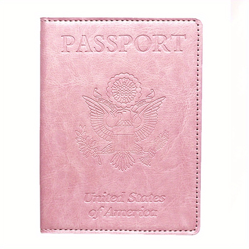  Funda de cuero rosa para pasaporte, funda de viaje, nuevo  emblema de EE. UU., regalo de oro : Ropa, Zapatos y Joyería