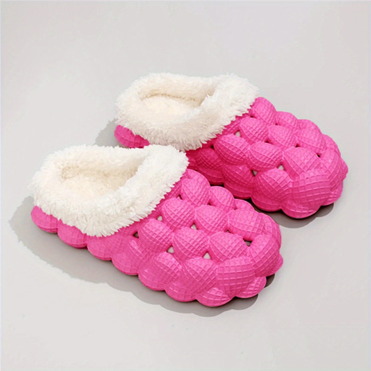 Women's Fleece Bubble Slides Warm Soft Shoes