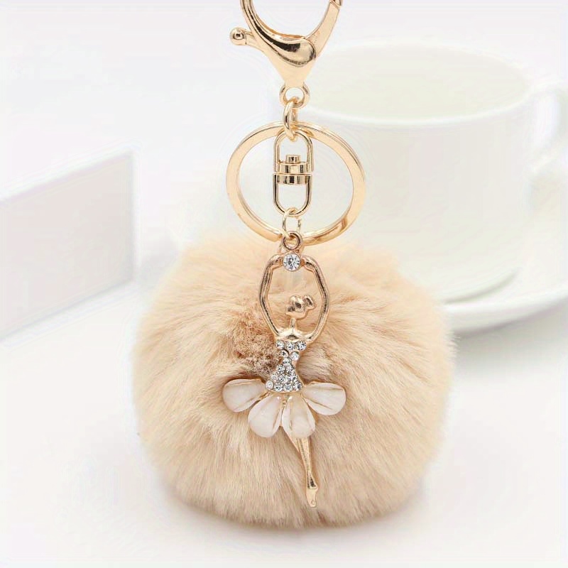 Accessories, Mint Green Puff Ball Keychain