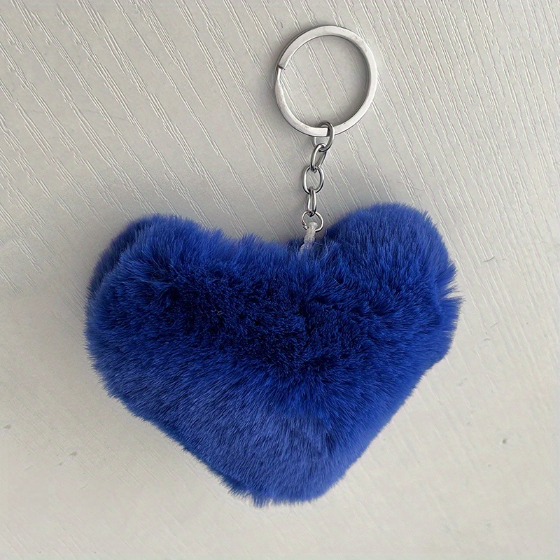 TENDYCOCO 12 Pcs Plush Keychain Pompom Key Chains Heart Chain Heart  Keychain Heart Puffball Keychain Valentines Heart Ornaments Valentines Day