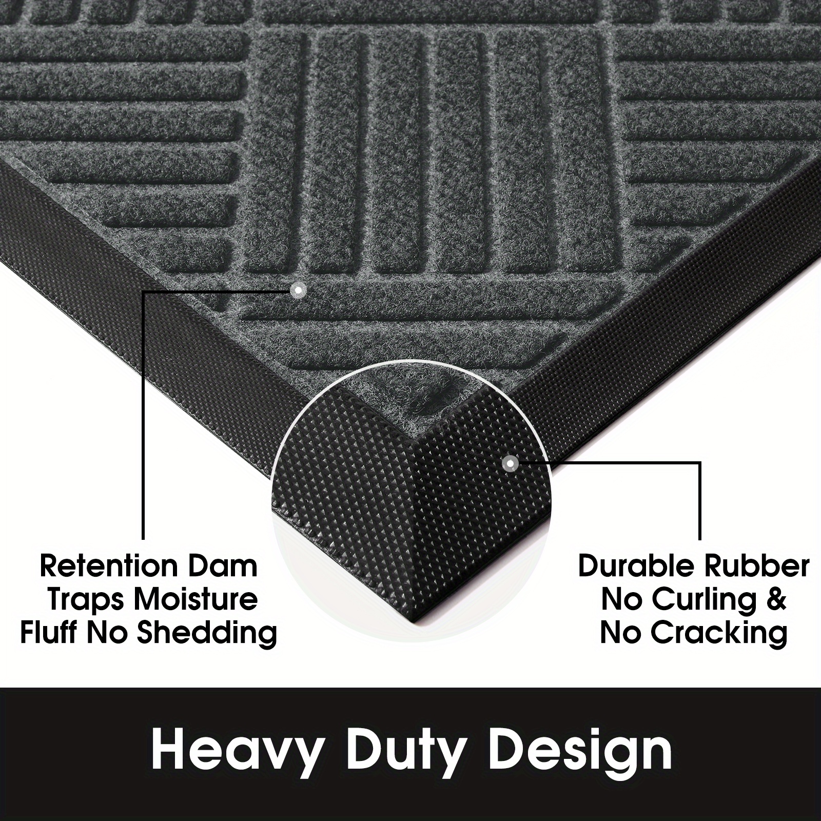 Skid-Resistant Heavy-Duty Door Mat Charcoal Black