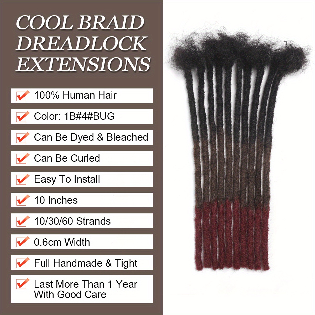 Width Human Hair Dreadlock Extensions Full Head Handmade Permanent Loc Extensions Bundles Temu