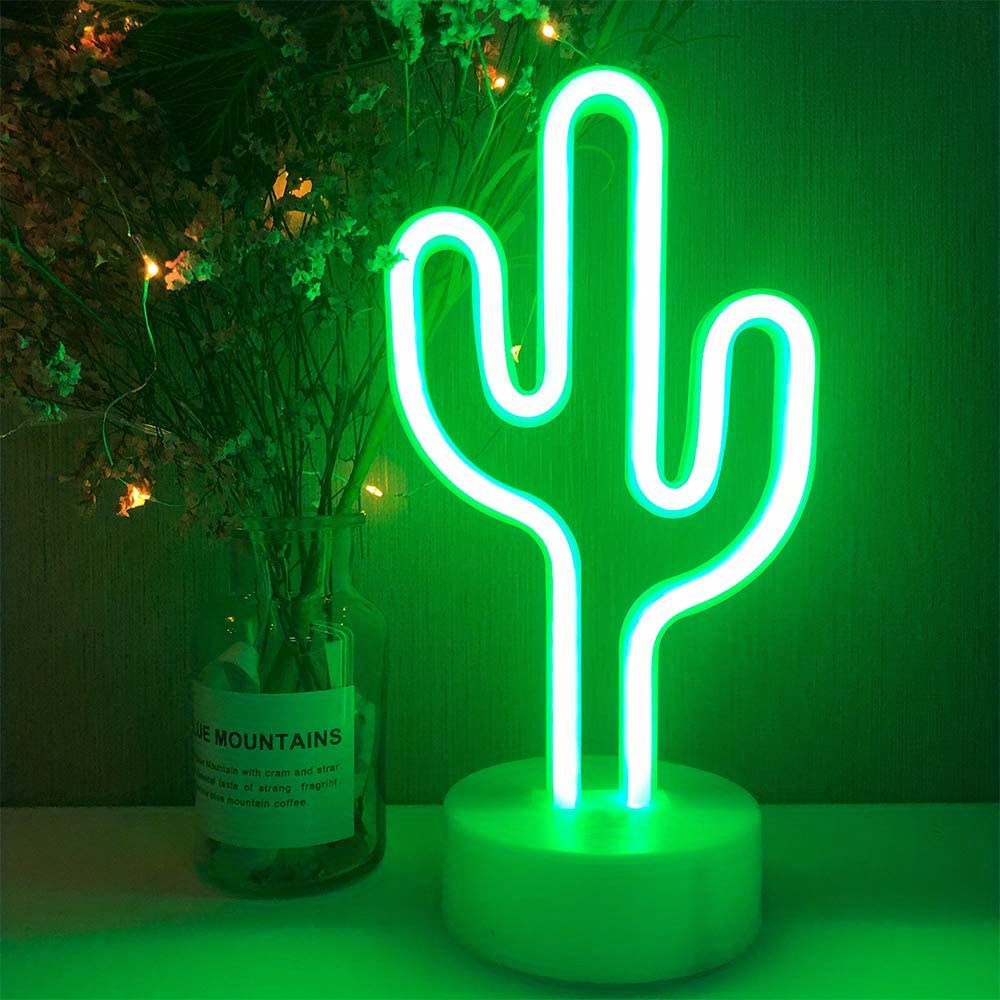 TEMU 1pc, Neon Lights With Seaside Atmosphere, Cactus Shape, Usb Or Battery Powered, Suitable For Online Celebrity Restaurant Decoration, Addition,