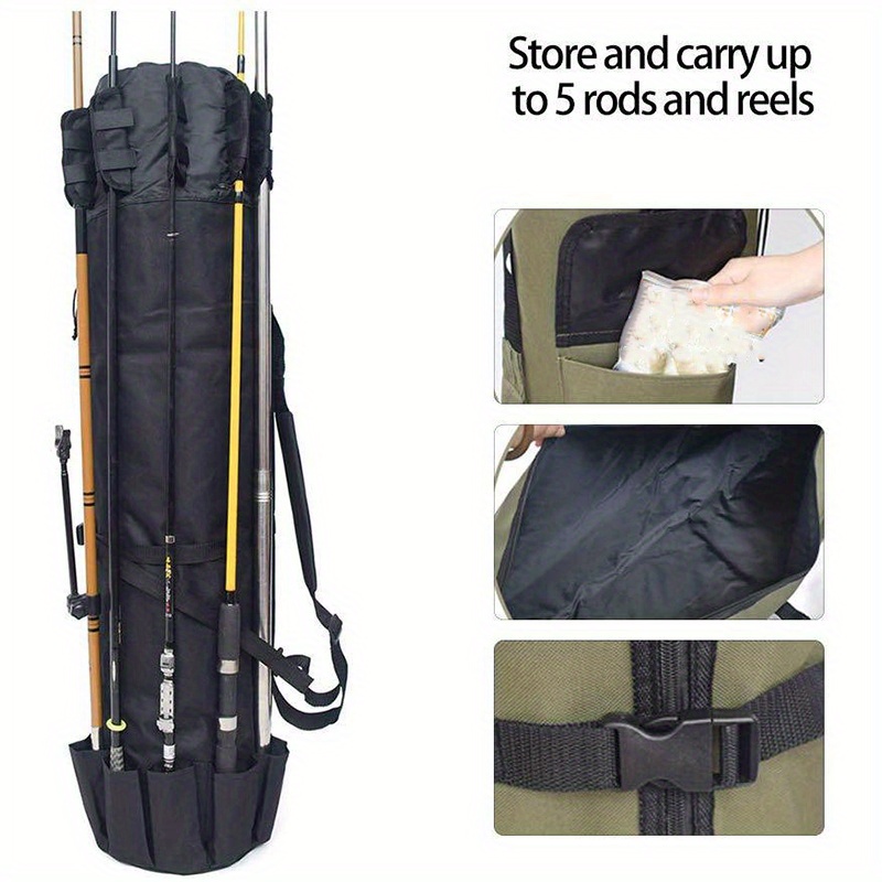 Portable Fishing Bag Canvas Fishing Rod Bag Fishing Gear Storage