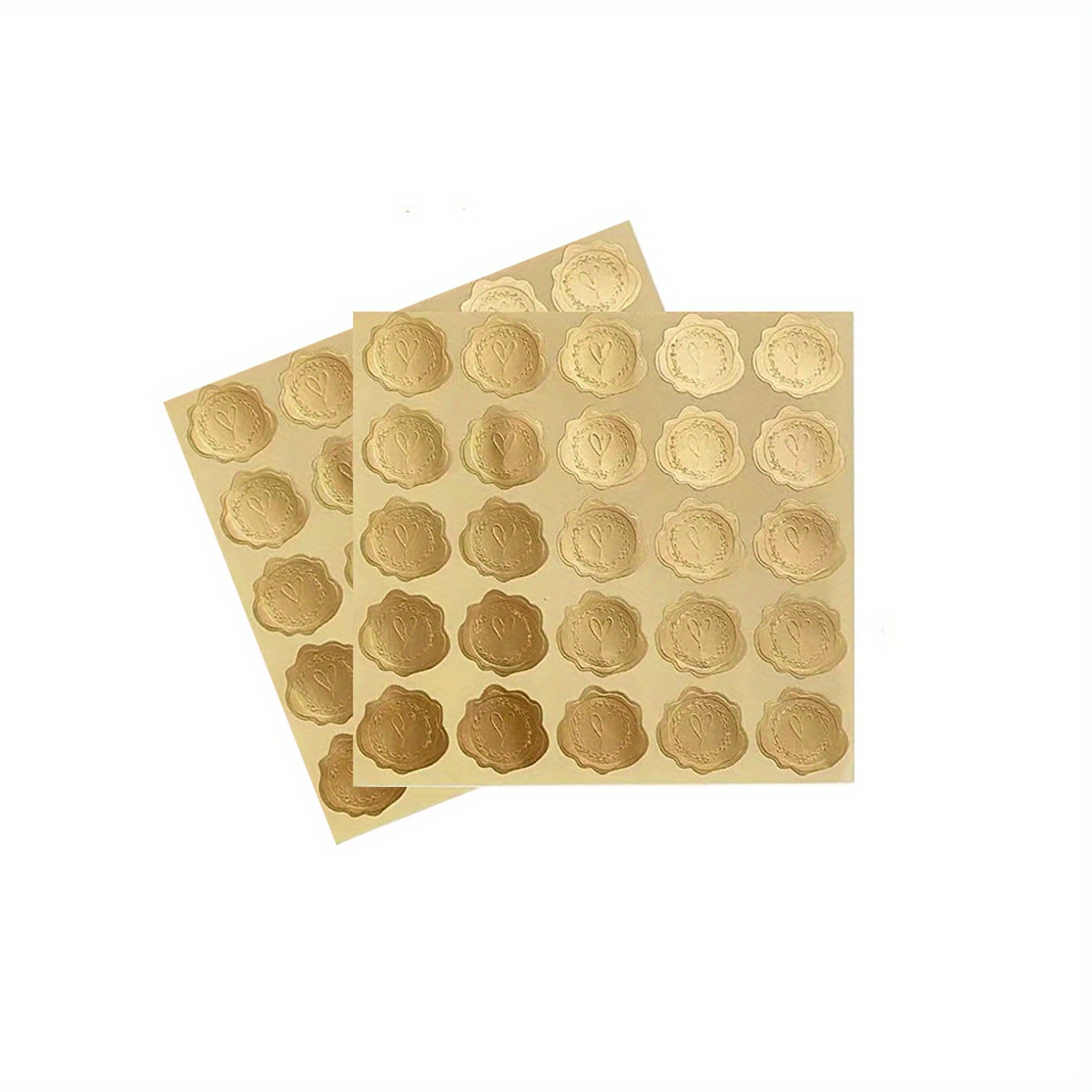 100pcs Gold Foil Embossed Heart Shaped Envelope Seal Stickers For Party  Invitation, Greeting Card Decoration And Wax Seal, Flower Party