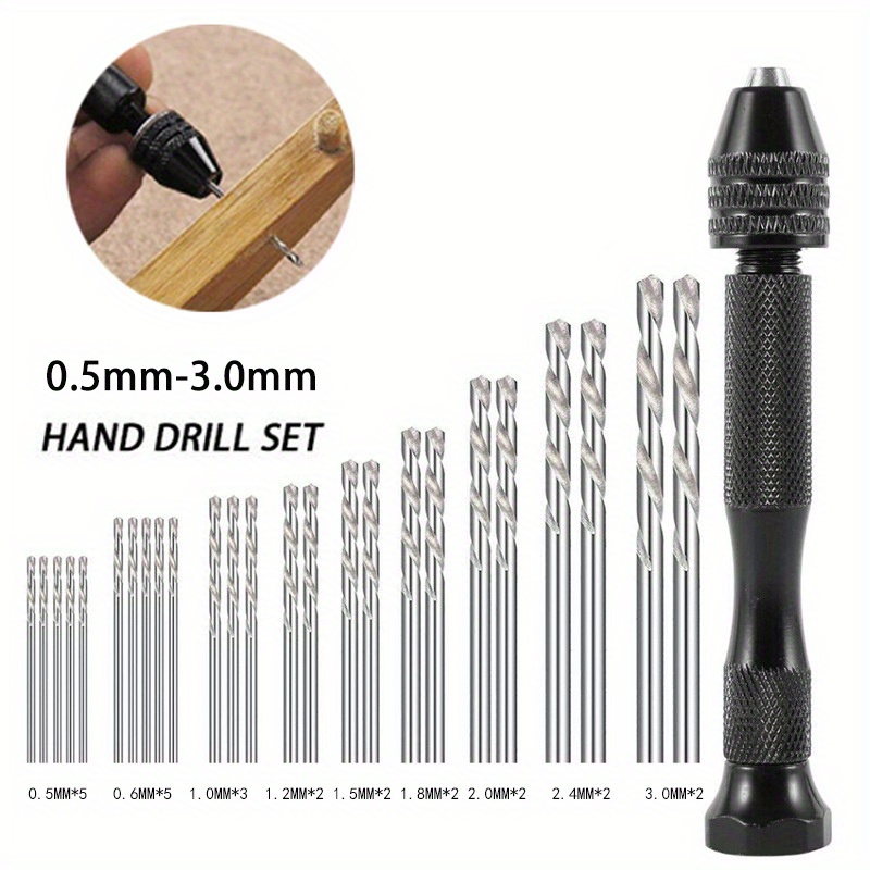 Silver Hand Twist Drill With 10 Hhs Drill Bits For Pcb, Watch Repair And  Crafts, Mini Manual Drill Tool, Jewelry Making And Souvenir Crafting