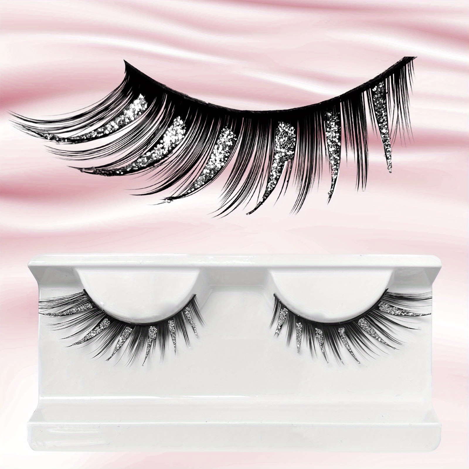 Glitter Eyelashes, Full Strip 3d Fluffy Stage Lashes, Party Eyelashes, Exaggerated False Eyelashes For Music Festival