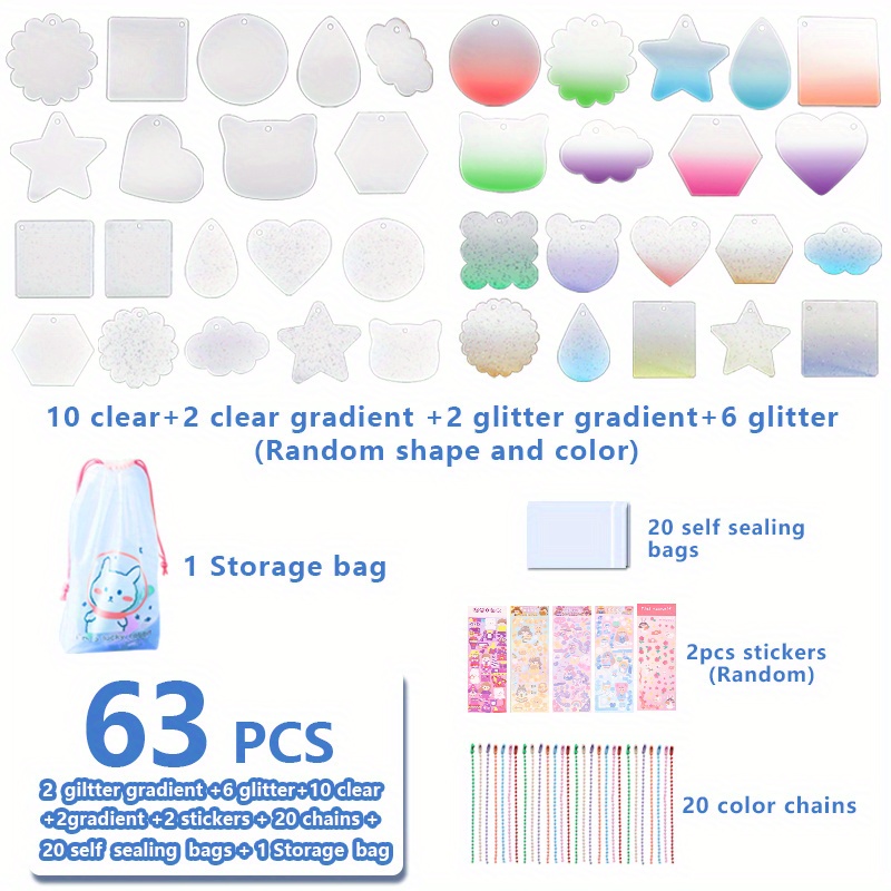 Clear Acrylic Keychain Blanks, 6 Shapes Acrylic Blanks Leather Tassel  Charms Key Chains Jump Rings For Vinyl Resin Diy Crafts Ornament (round  Heart Square Rectangle Bone) - Temu