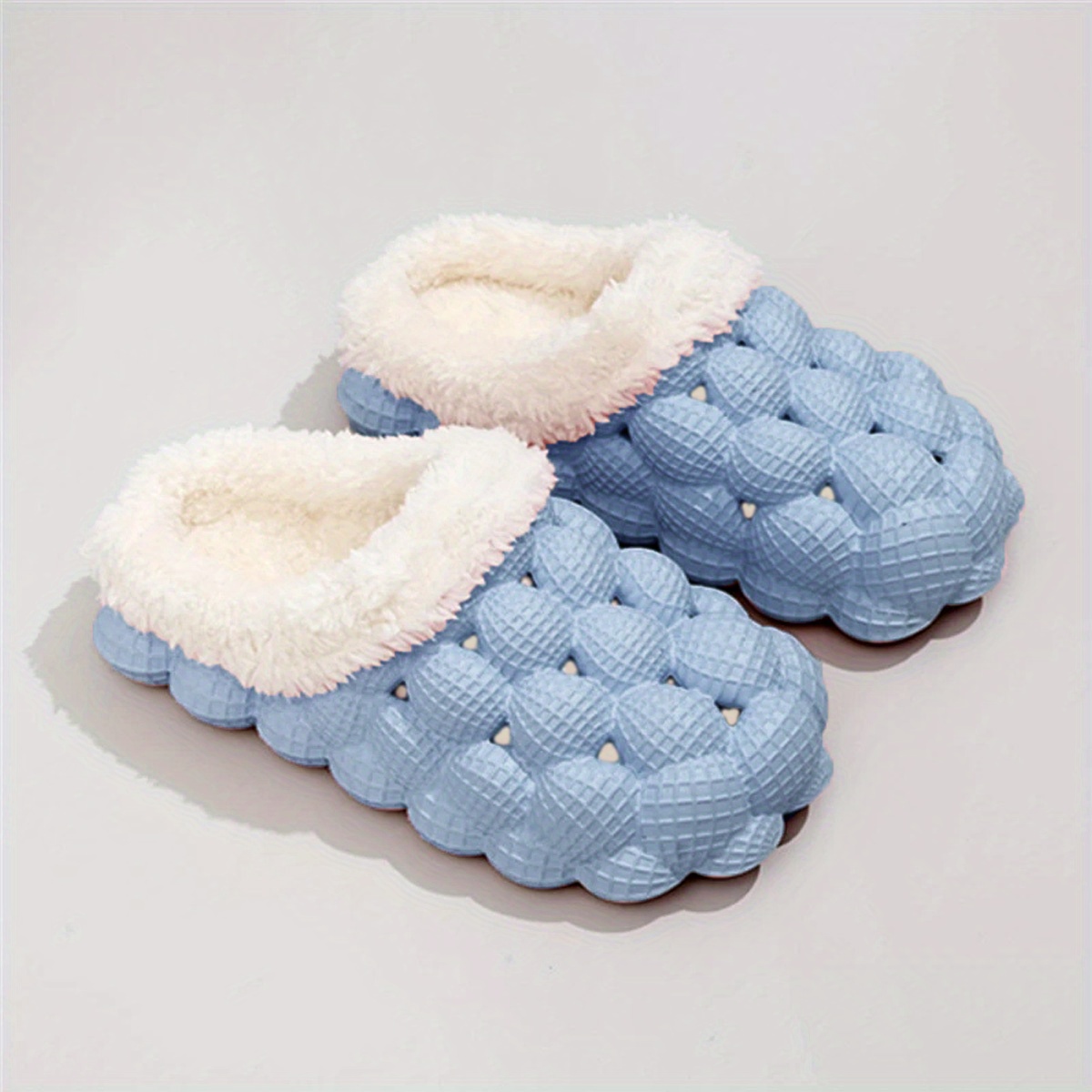 Women's Fleece Bubble Slides Warm Soft Shoes