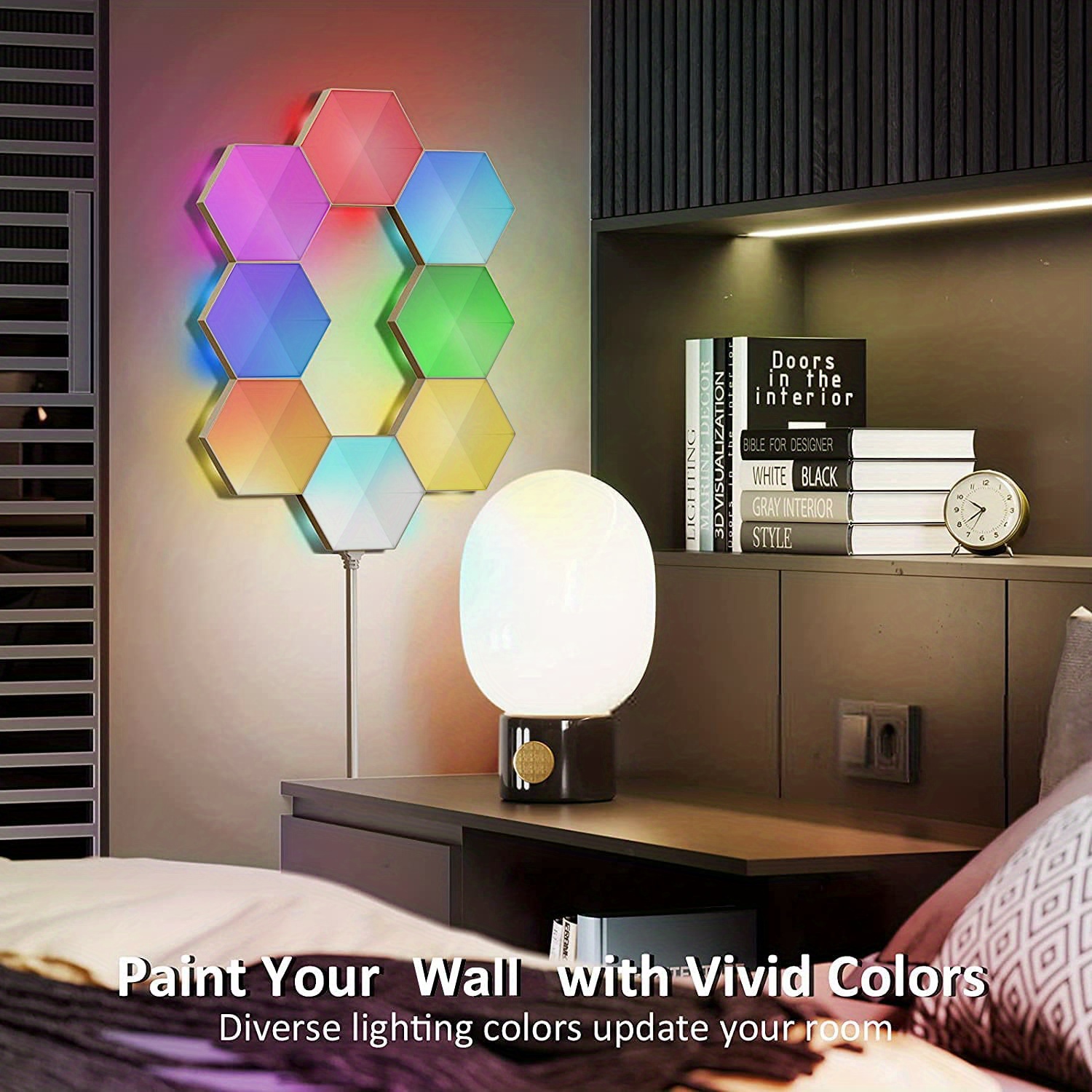 smart led hexagon lights for wall decor app remote control for room bedroom boat decoration details 5