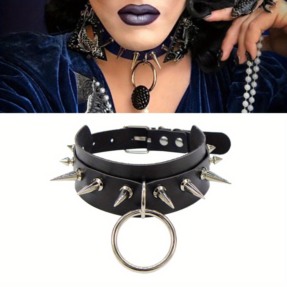 Black Pu Leather Collar Choker Punk Rock Gothic Style - Temu