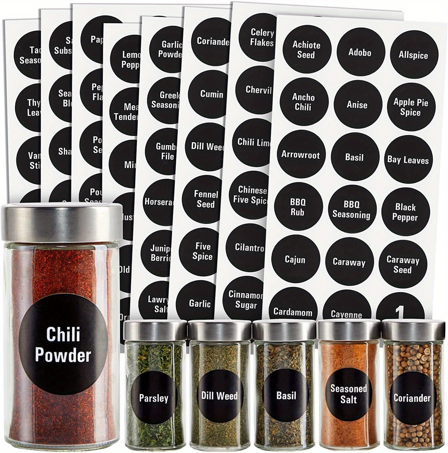 Spice Jar Labels {Minimalist Collection} Water Resistant 1.5 inch square