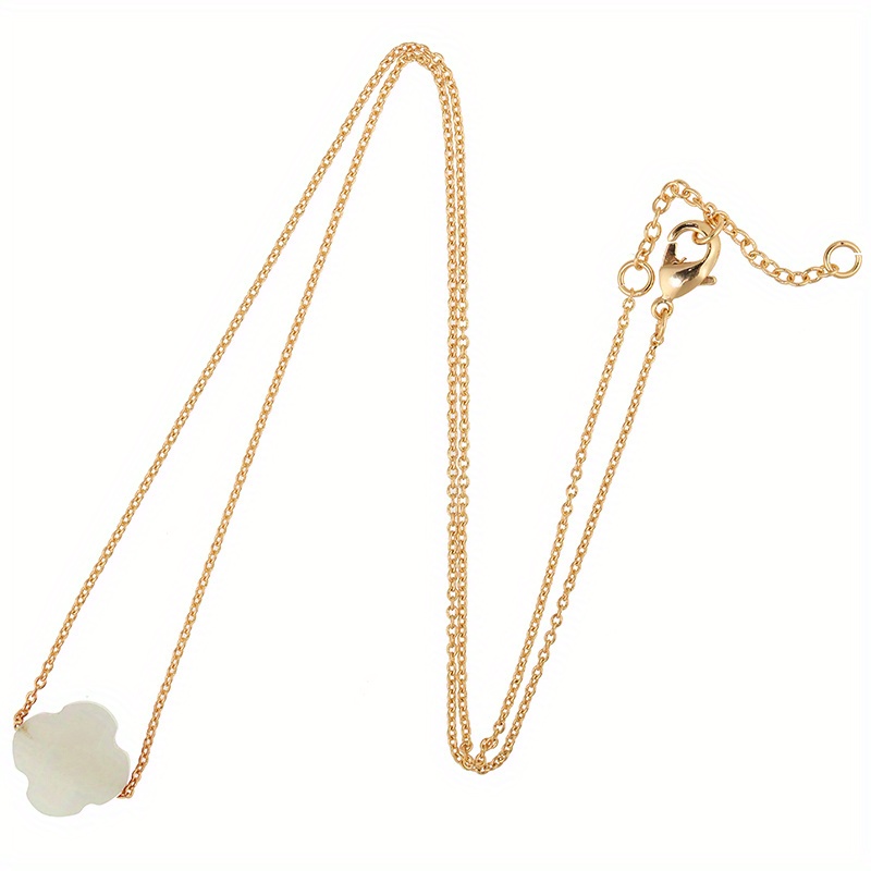 Pearly White Clovers Necklace Gold-colored Chain Stainless 