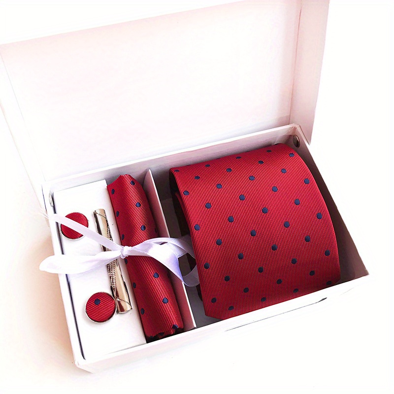 Men's Polka Dot Formal Tie Set with Accessories