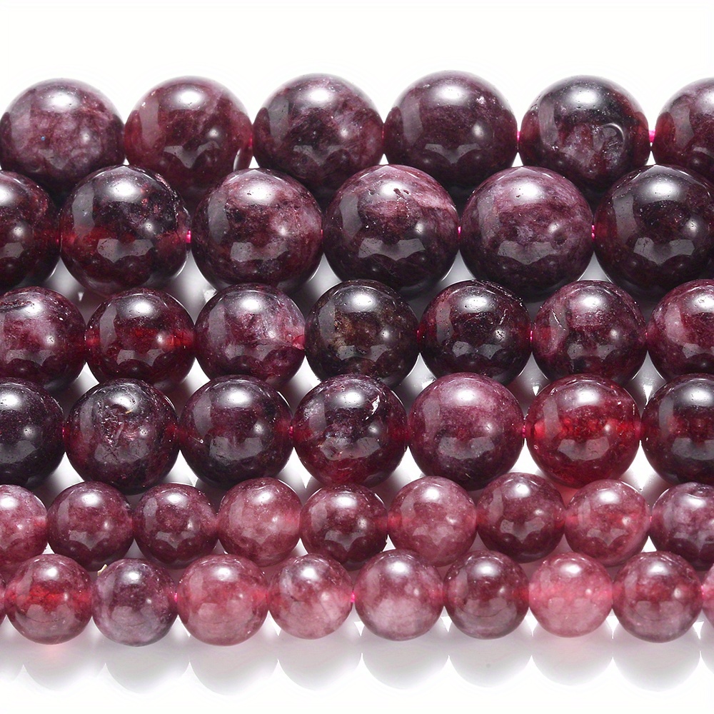 BEADIA Natural Garnet Stone Round Loose Semi Gemstone Beads for