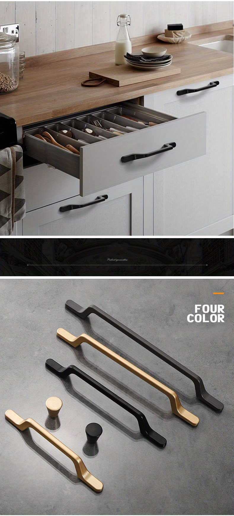 European Simple Black Door Handle Golden Aluminum Temu