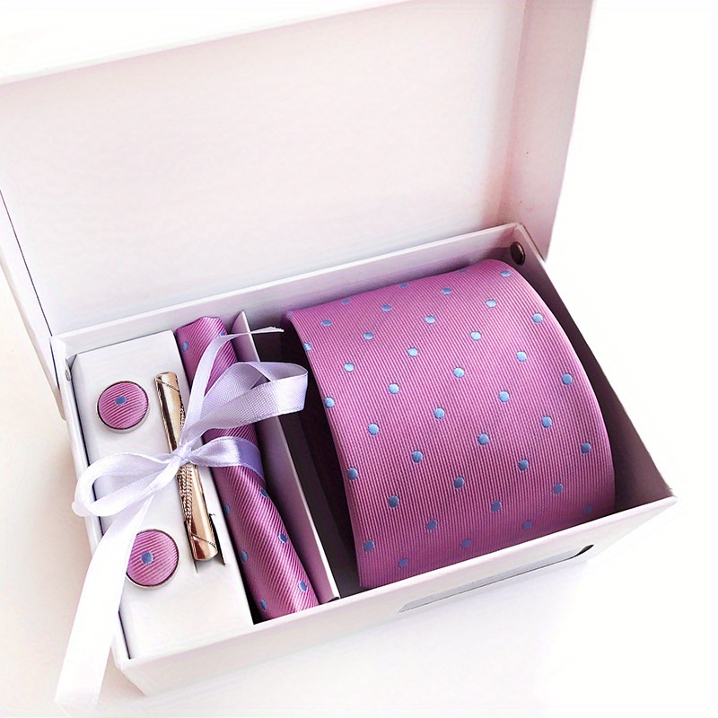 Men's Polka Dot Formal Tie Set with Accessories