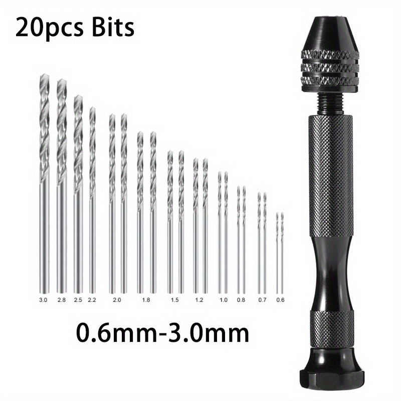 0.3-3.4mm Small Hand Drill Woodworking Drilling Rotary Tool Manual Drill  Bit 