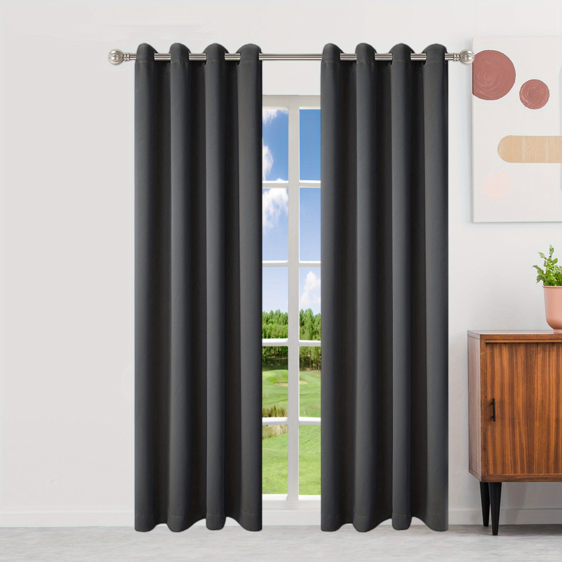 Blackout Curtain Heat Insulation Grommet Top Curtain
