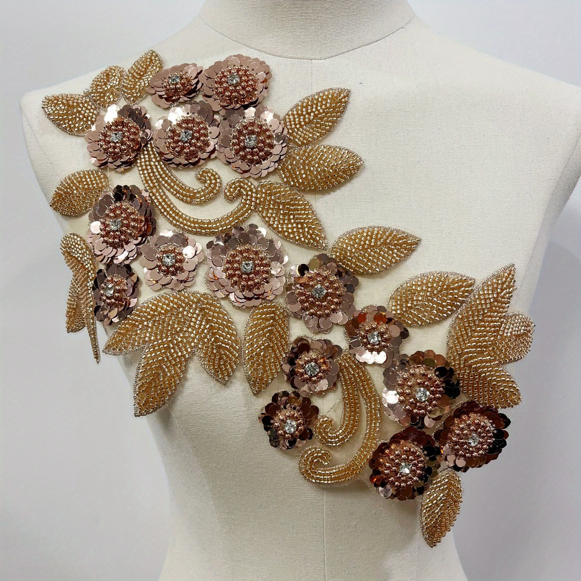 Champagne Gold Rhinestone Applique Sparkle Crystal Applique 