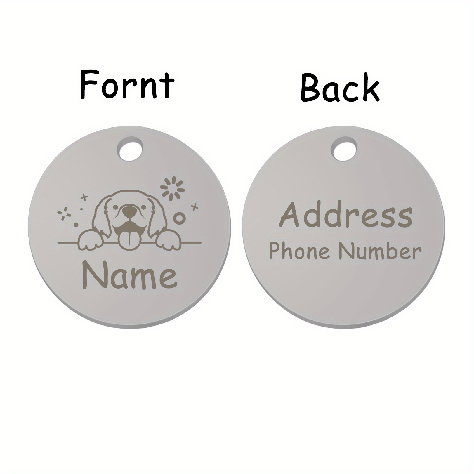 Customized Round Dog Tag with Personalized Information