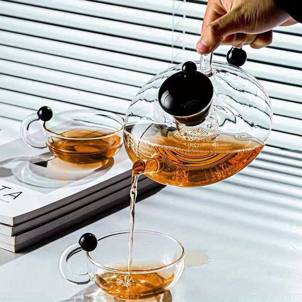 1pc teapot borosilicate glass gift set removable loose tea infuser tea kettle strainer tea maker coffee cup coffee servers details 2