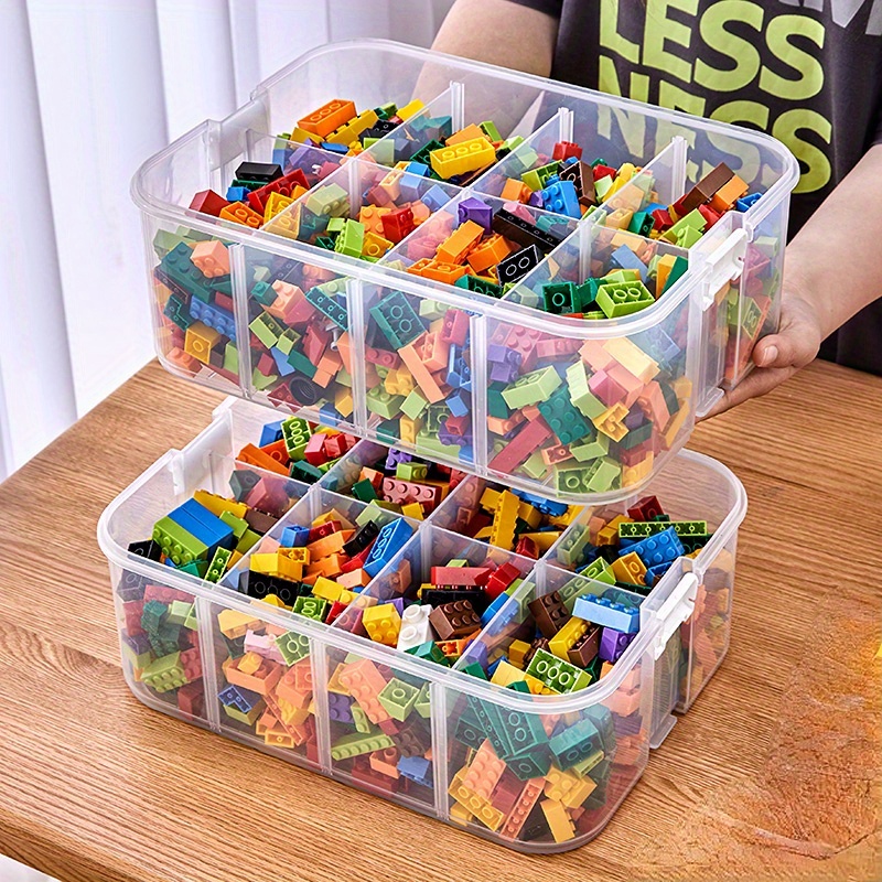 2-Layers Building Blocks Storage Box For Lego Transparent Toys Organizer  With Lid Portable Flip First