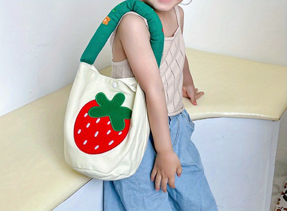 Cute Strawberry Snack Bucket Bag, Baby Girl Toddler Shoulder