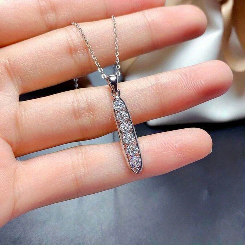elegant charm simple white zircon pendant necklace for womens personality chain necklace details 1