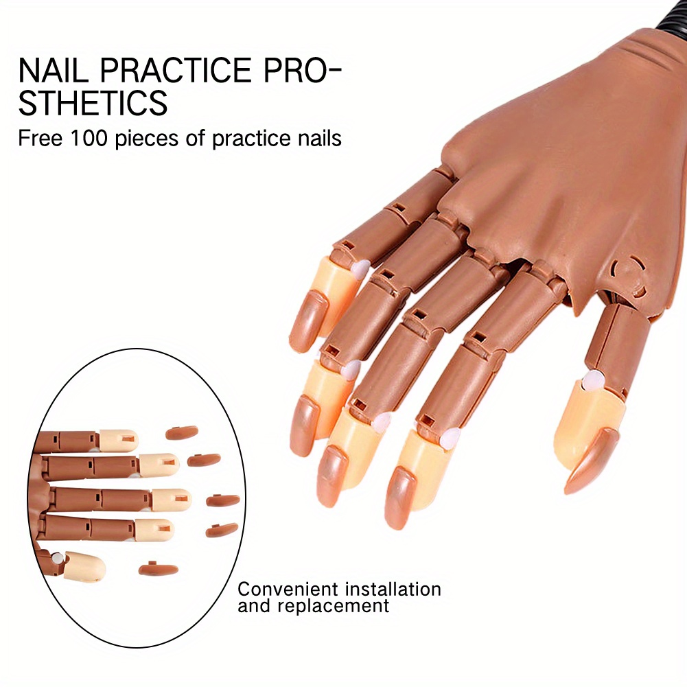 Nail Practice Hand for Acrylic Nails-Fake Mannequin Hands for Nails  Practice, Flexible Movable Acrylic Nail Practice Manikin Hand for Beginners  Nail Practice with 300PCS Nail Tips