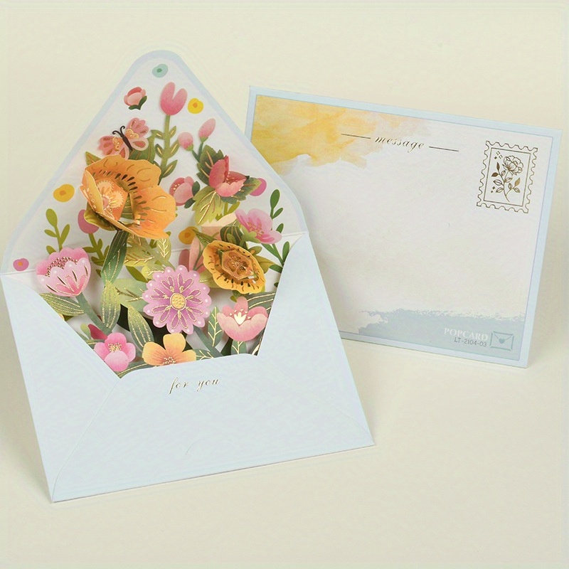 Carte de vœux, Carte pop-up 3D, Carte bouquet 3D, Carte pliable, Cartes  postales, Carte de message