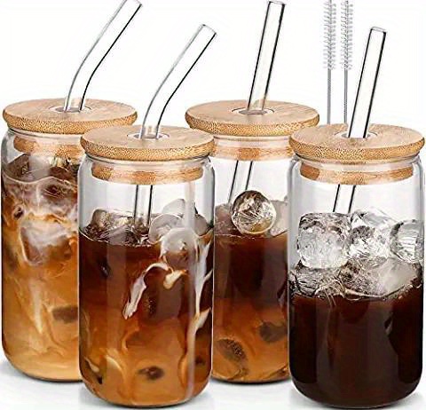 Glass Mason Jar Cup Water Bottle Cup Juice Drink - ShopnHob