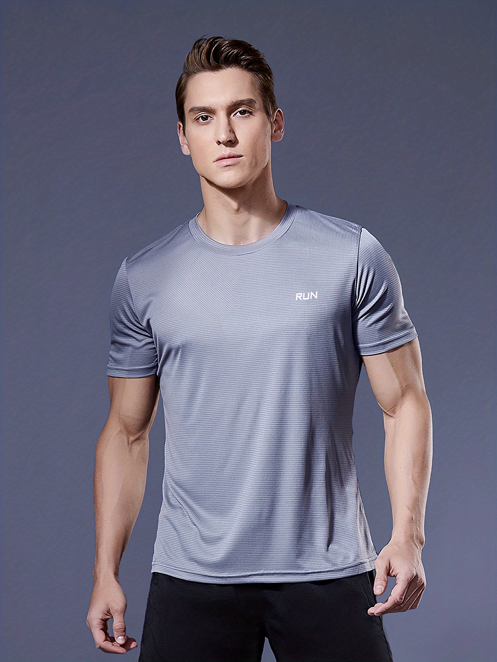 Men's Muscle Training Gym T-Shirts-Solid Color Compression Cool