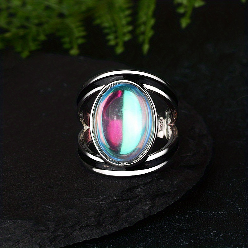 Temu Ruby Rings 1pc Chunky Silver Moonstone Ring For Men And Women | Shop Now For ...