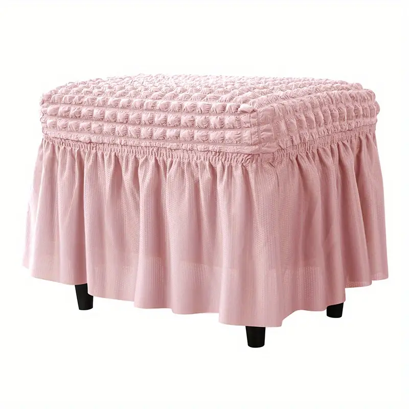 1pc ottoman cover rectangle stretch ottoman slipcover folding storage stool furniture protector with skirt for living room bedroom office footrest details 13