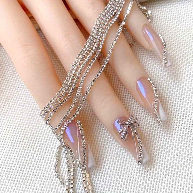 Nail Chain 3d Nail Art Decoration Gold Nail Charms Glitter - Temu